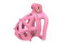 3D Printed Pink With Double Headed Silicone Soft Thorn Chastity Cage-Small Curved Ring